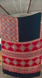 Trisha -  Designer Pure Modal Ajrakh Mirror saree