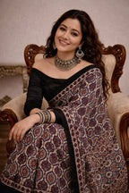 Misha - Pure Modal Ajrakh Mirror work saree