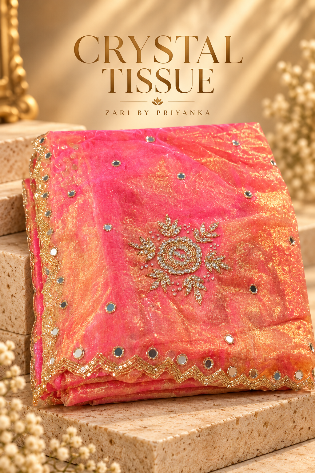 Tisha - Designer Tissue Organza Saree with handwork