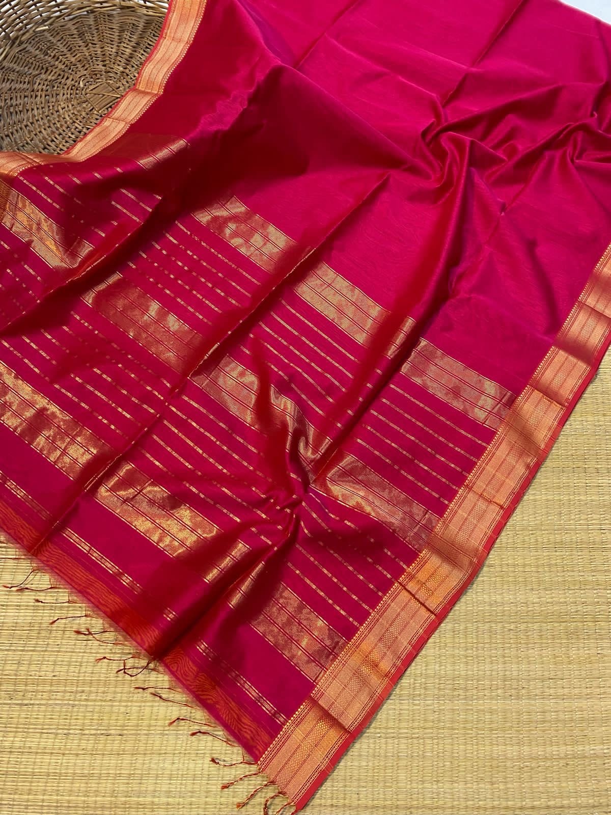 Diya Maheshwari Handloom Jari Chatai Border Saree