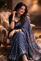 Tulsi -  Designer Pure Modal Ajrakh Mirror saree