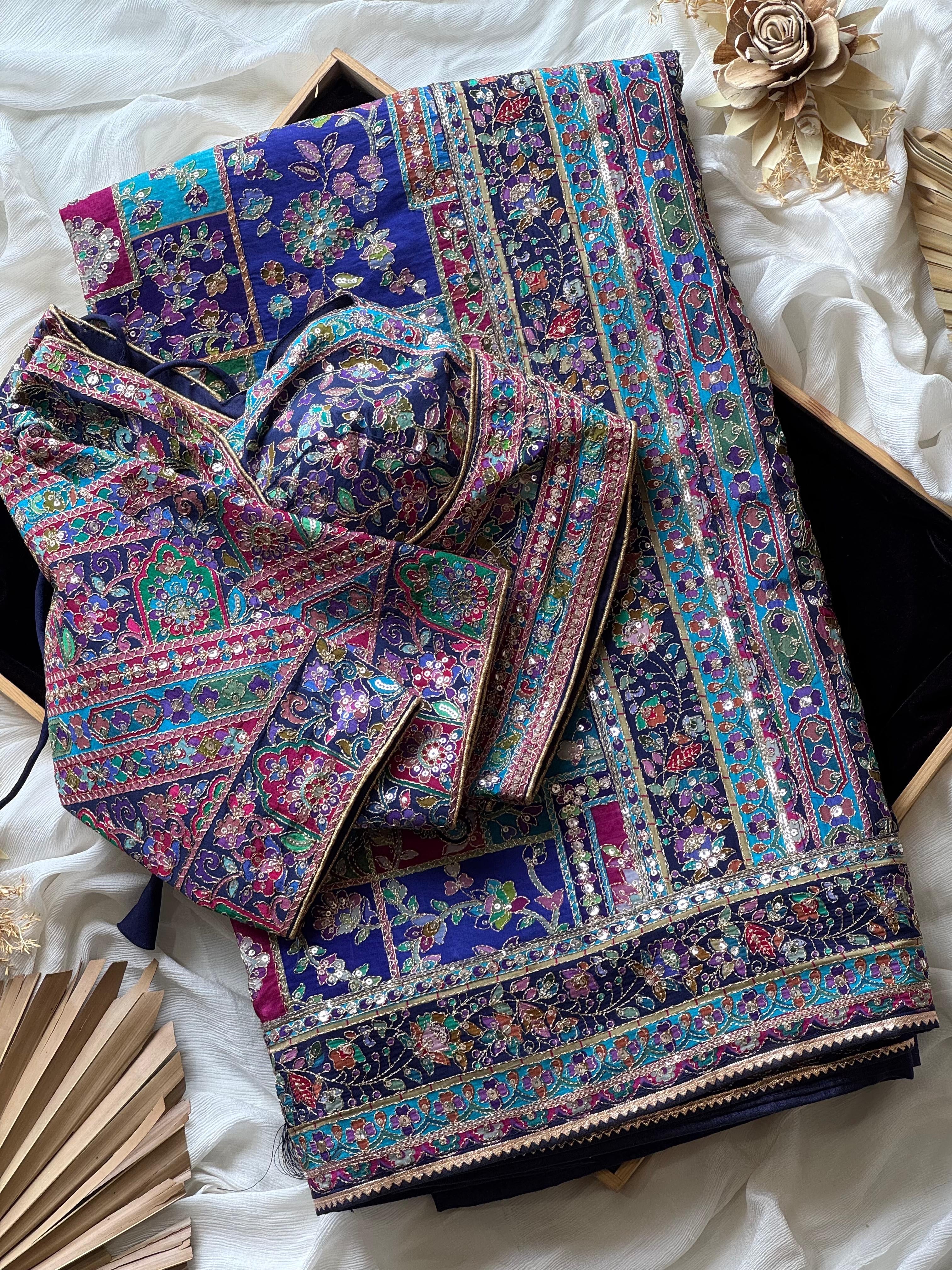 Sakshi- Designer Tissue Crepe Saree