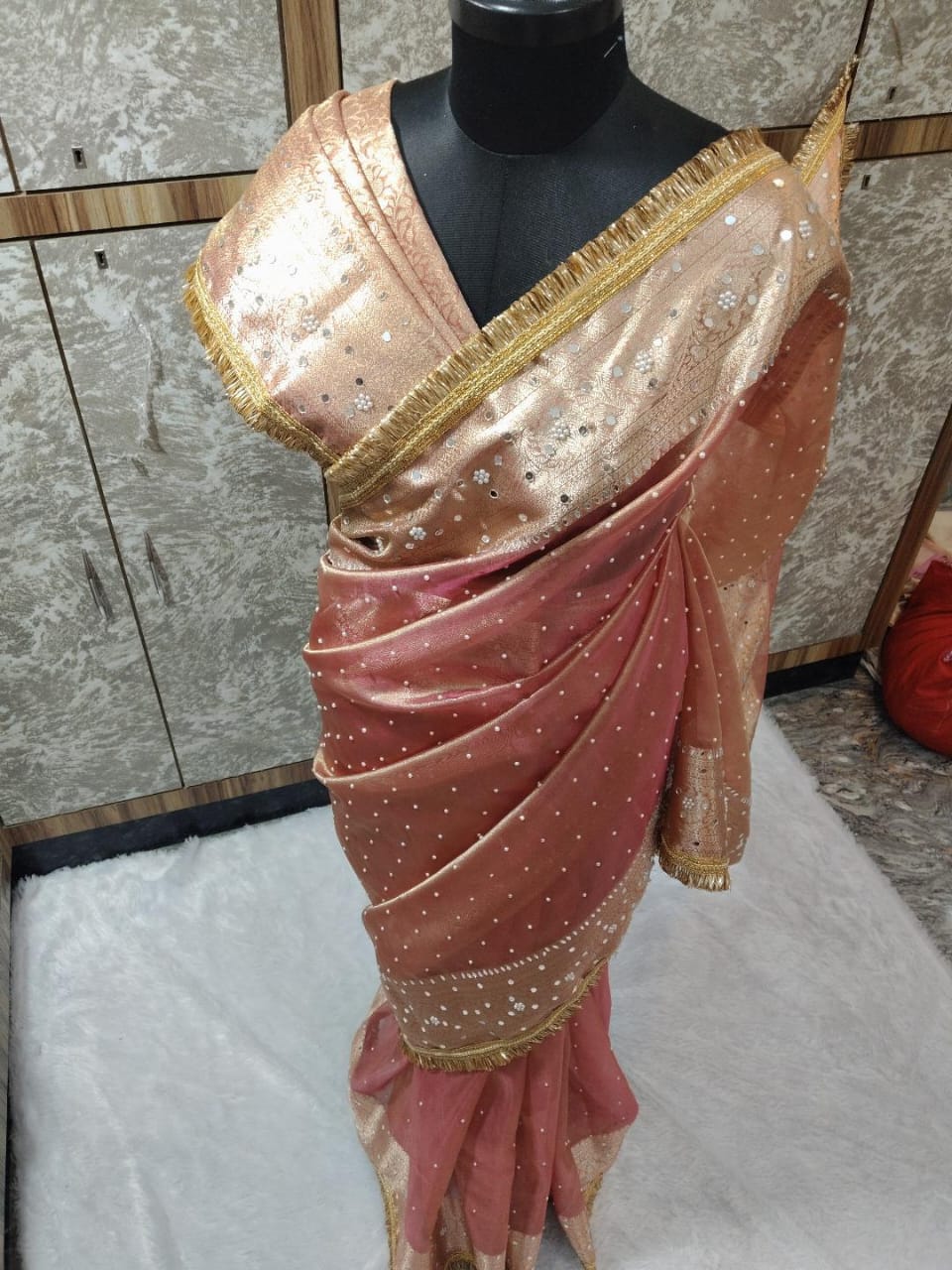 Mumtaz - Glass Tissue Silk Saree with Handwork