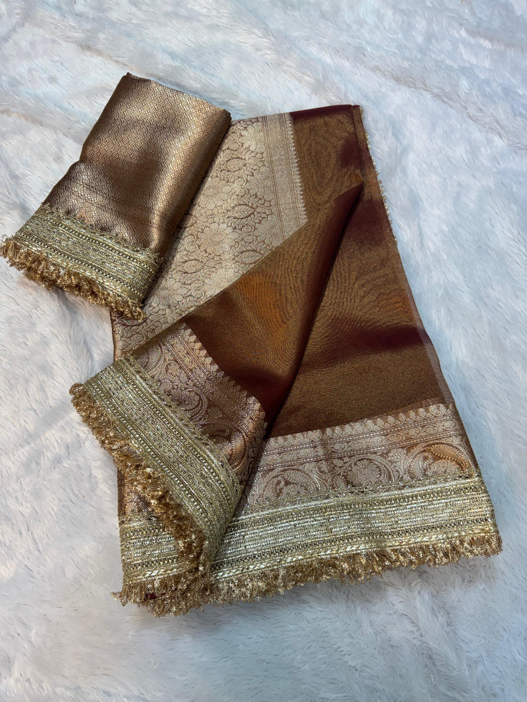 Ruru - Glass Tissue Silk Saree with Handwork