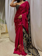 Jannat - Designer Ajrakh Handworked Saree