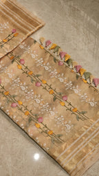 Anantara - Pure Tissue Organza Silk Plain Saree with Special Tassels