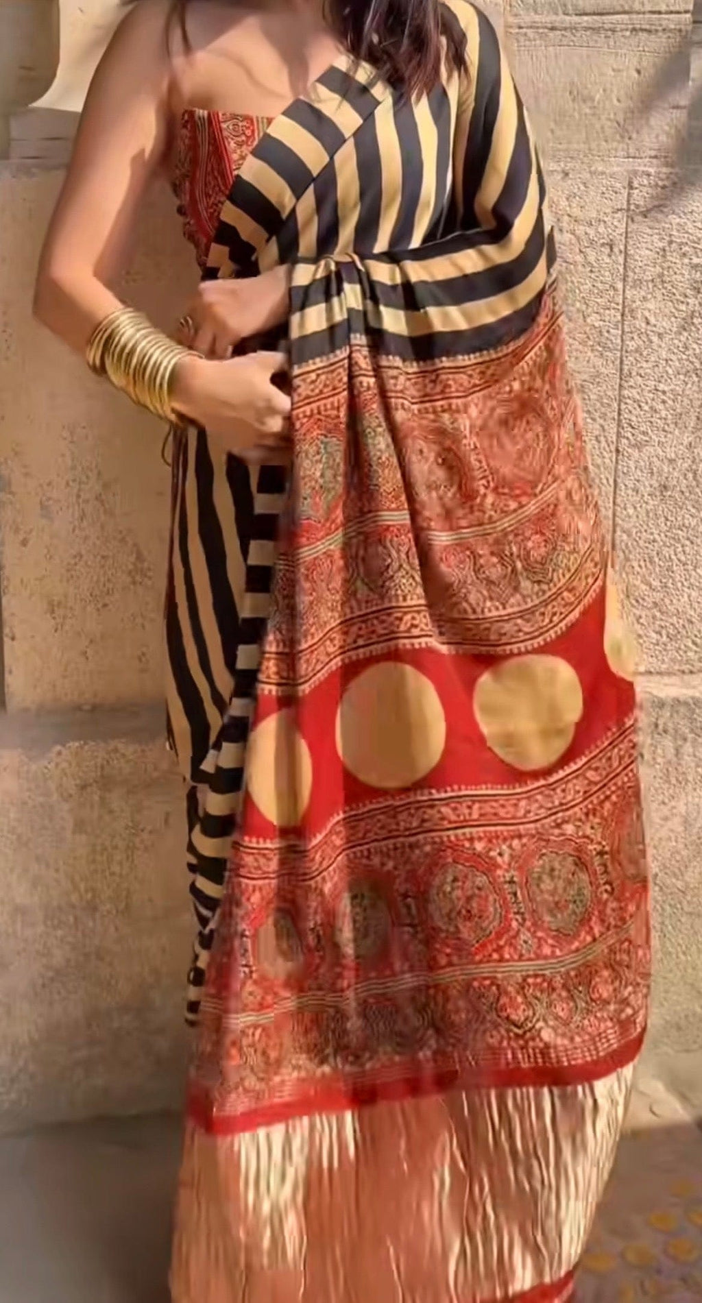 Mehr - Pure Handblock Ajrakh Dola Silk Saree