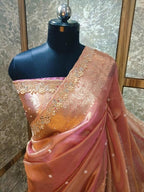 Shehnaz - Maharani Glass Tissue Silk Saree with Handwork