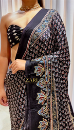 Jasmin | Handcrafted Ajrakh Couture Saree
