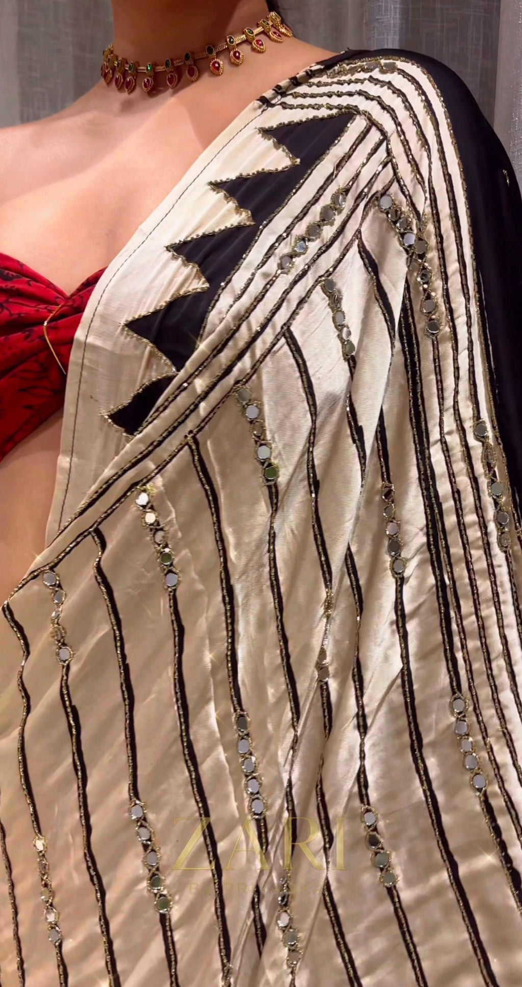 Shaza | Handcrafted Ajrakh Couture Saree