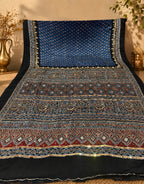 Rusha | Handcrafted Ajrakh Couture Saree [Ready to Dispatch]