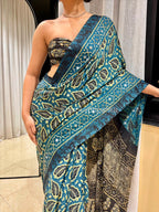 Radha | Handcrafted Ajrakh Couture Saree [Ready to Dispatch]