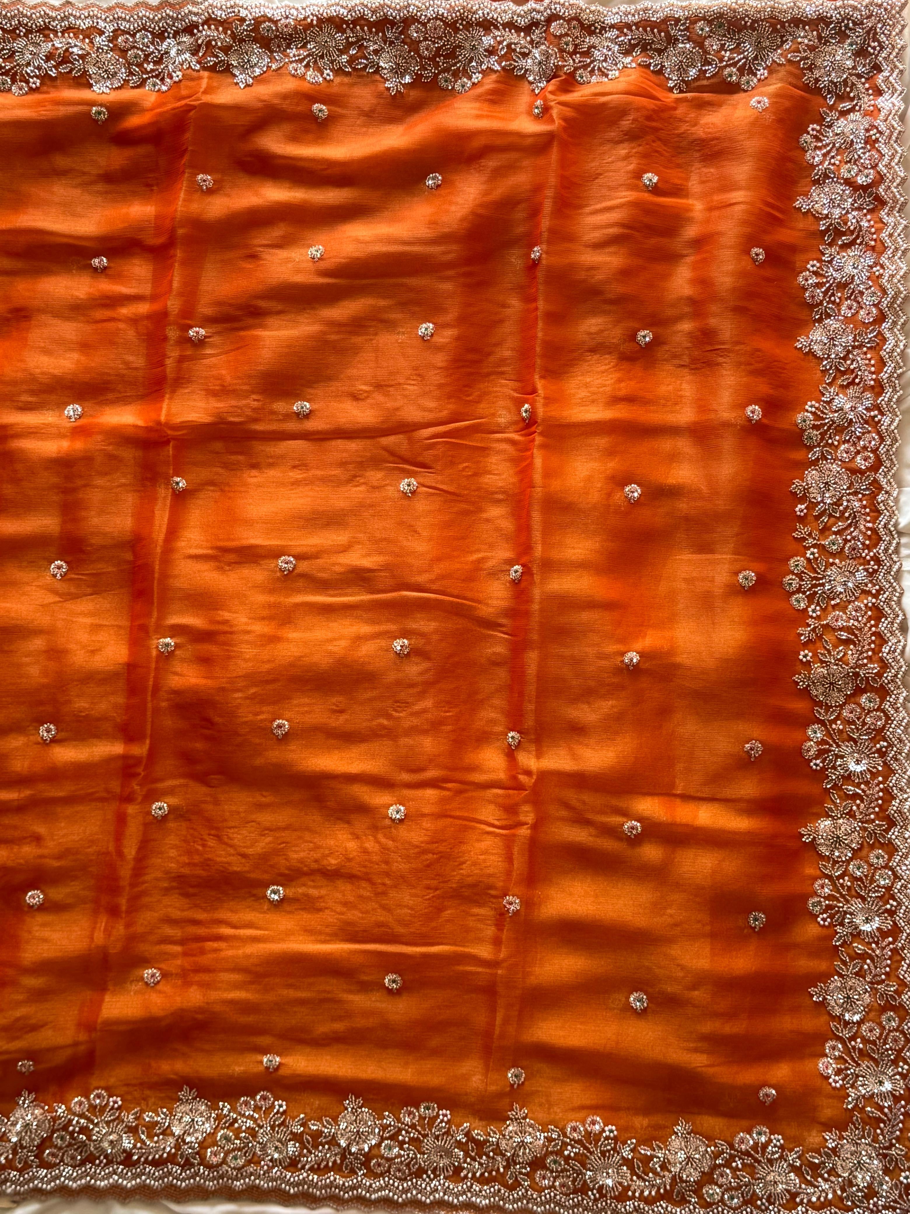 Aleena - Designer Tissue Crepe Saree