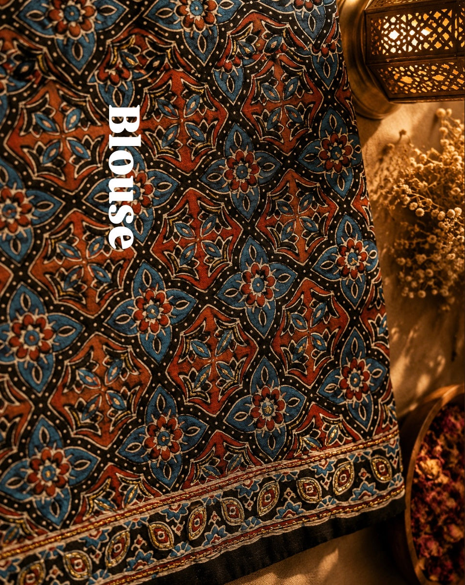 Raksha | Handcrafted Ajrakh Couture Saree [Dispatch from September 15th]