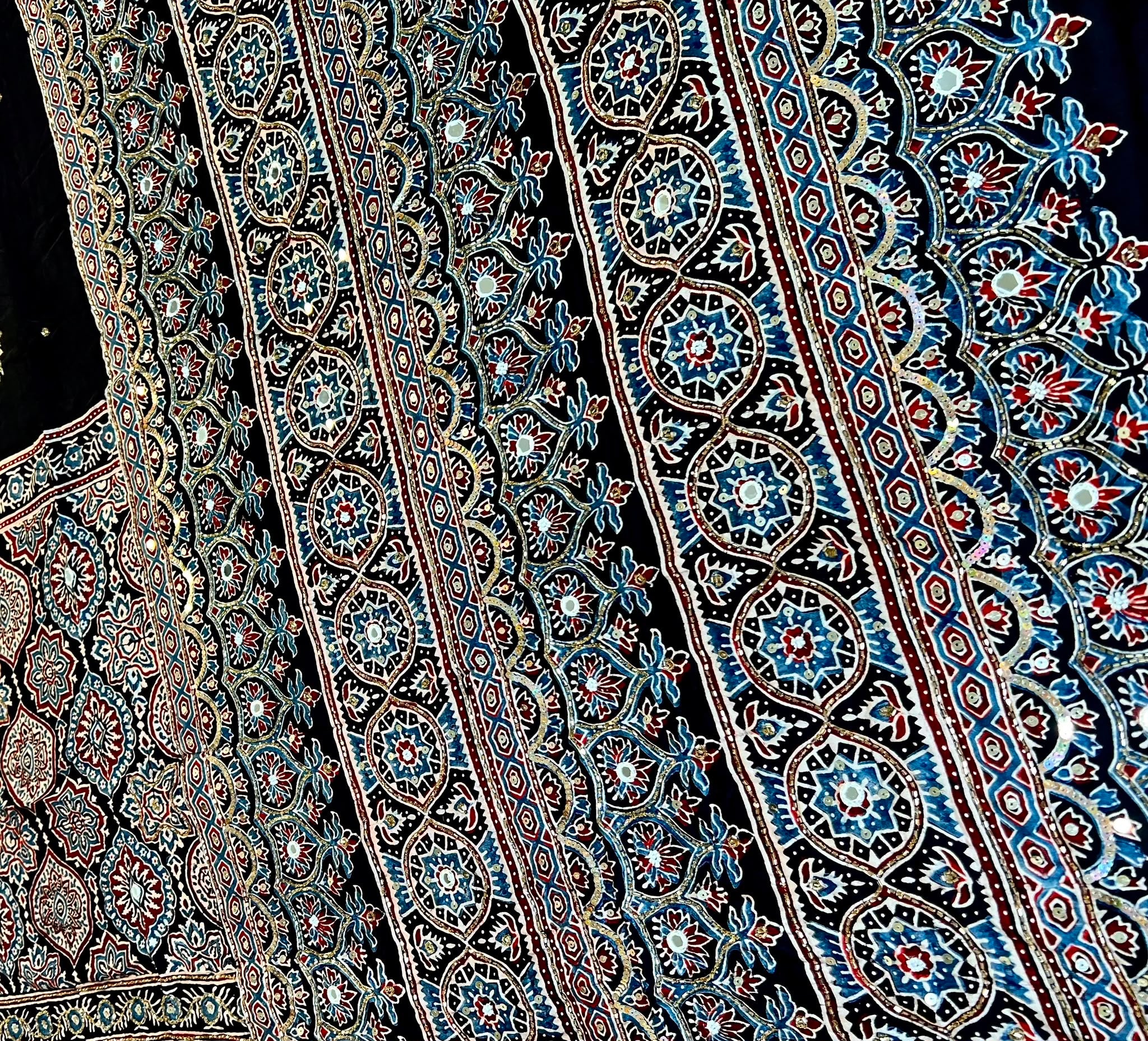 Naina | Handcrafted Ajrakh Couture Saree [Ready to Dispatch]