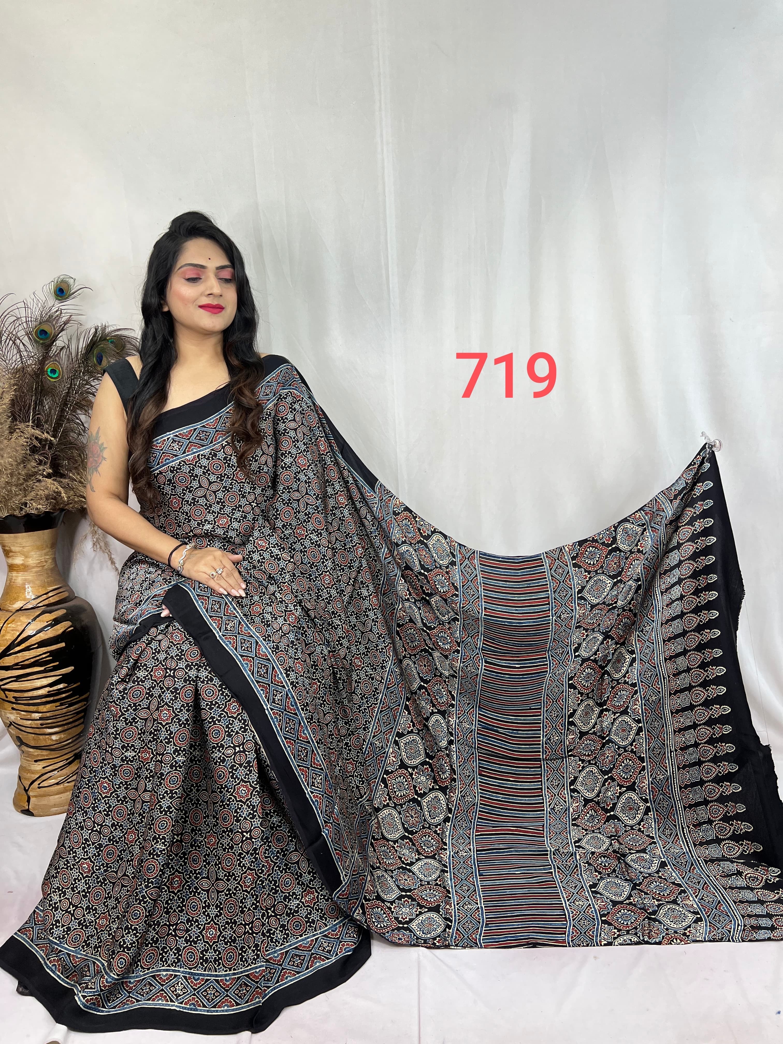 Mithali - Pure Modal Ajrakh saree