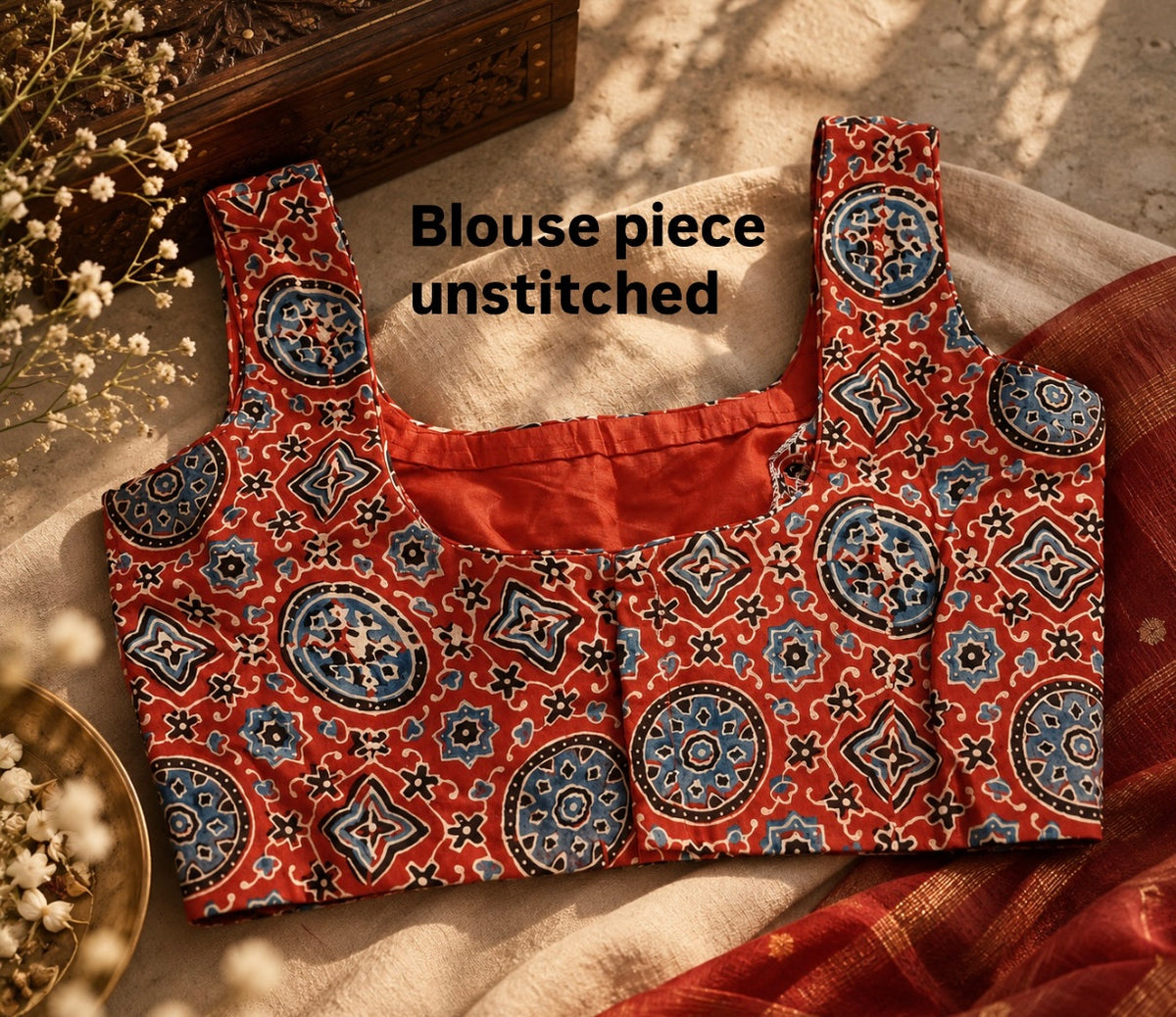 Tulsi -  Designer Pure Modal Ajrakh Mirror Saree