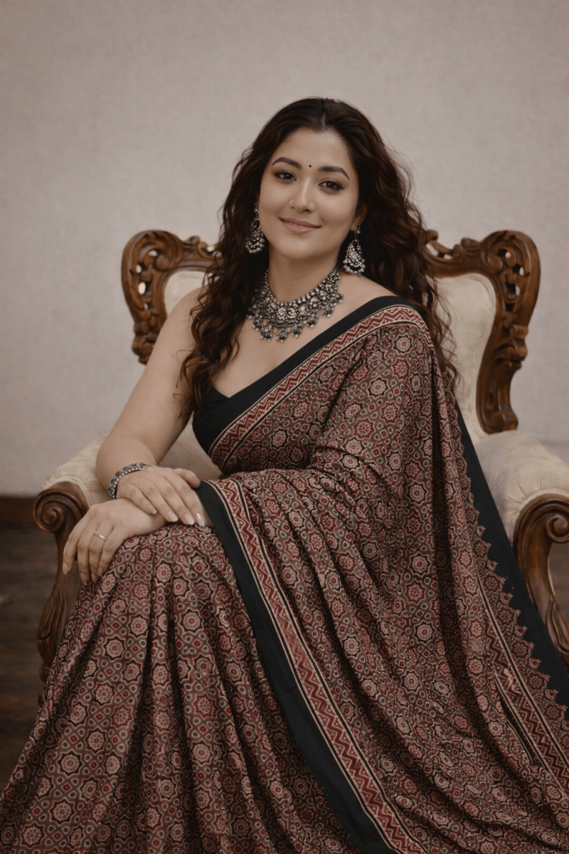 Mithali - Pure Modal Ajrakh saree