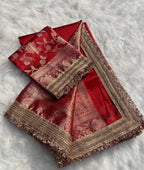 Sonam - Tissue Silk Saree, paired with a stunning Brocade Blouse