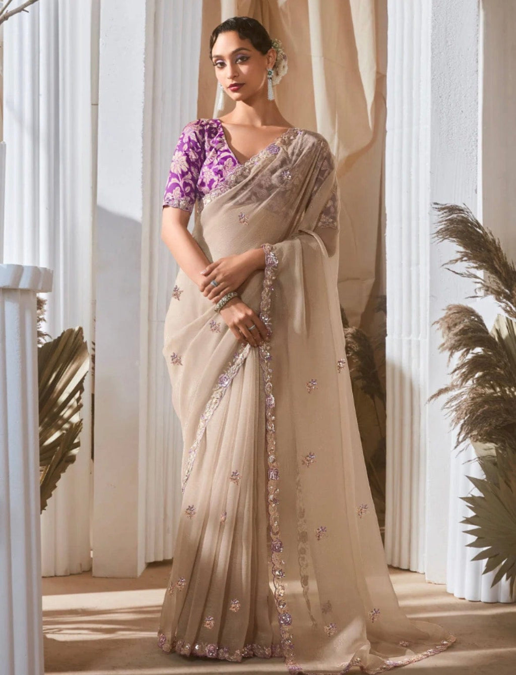 Raha Premium Elegance – Tissue Silk Saree with Multicolour Sequin Detailing