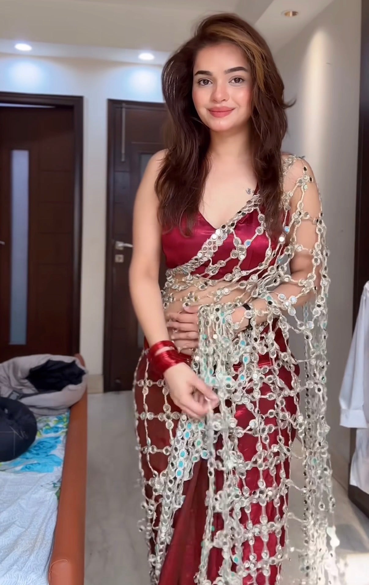 Shobha - Soft Crepe Mirror Silk Saree