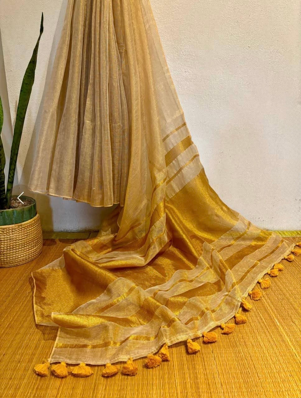 Swarna - Gold Tissue Soft Linen Saree