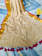 Sumam - 120 Mul Mul Handloom Cotton Saree - Zari by Priyanka