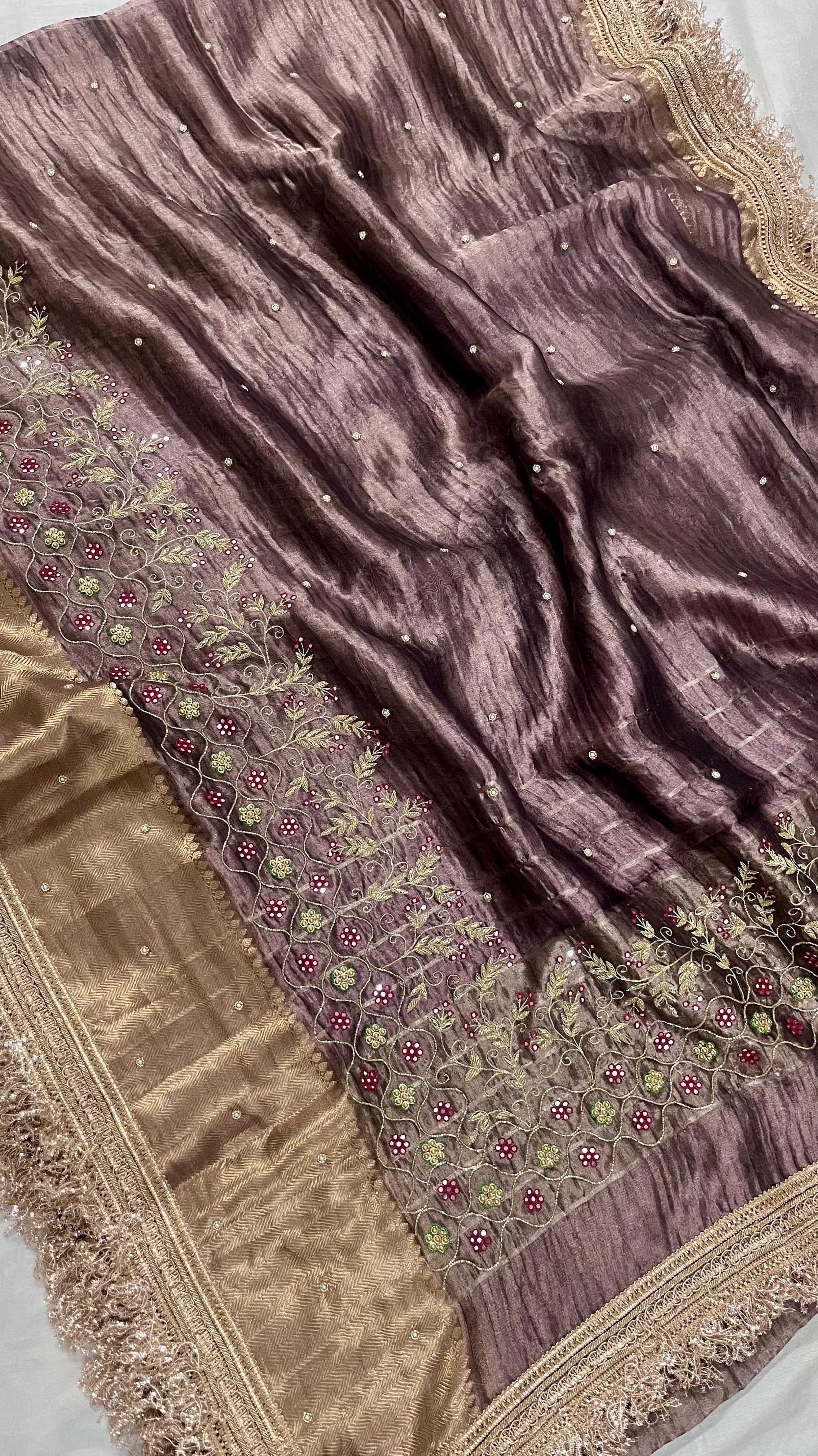 Nimrit - Banarasi Pure Tissue Silk Maharani Hand Zardosi Saree