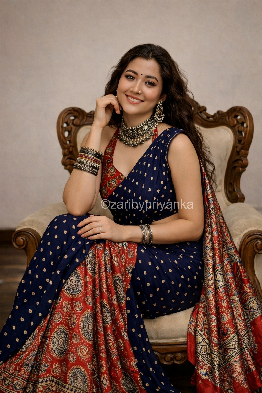 Tanisha - Pure Modal Ajrakh saree