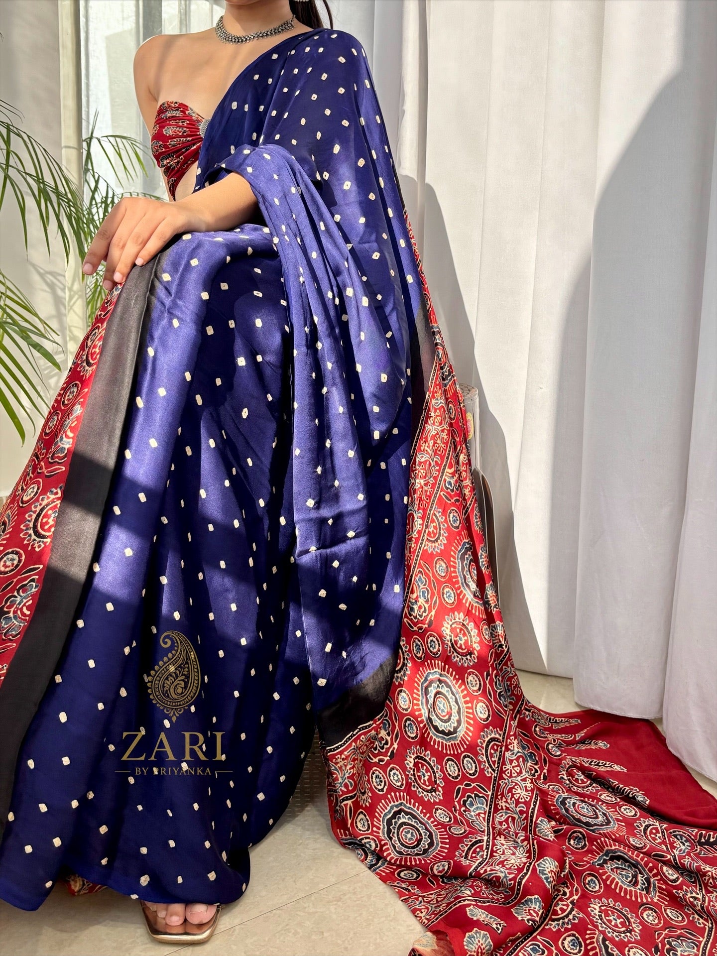 Tanisha - Pure Modal Ajrakh saree