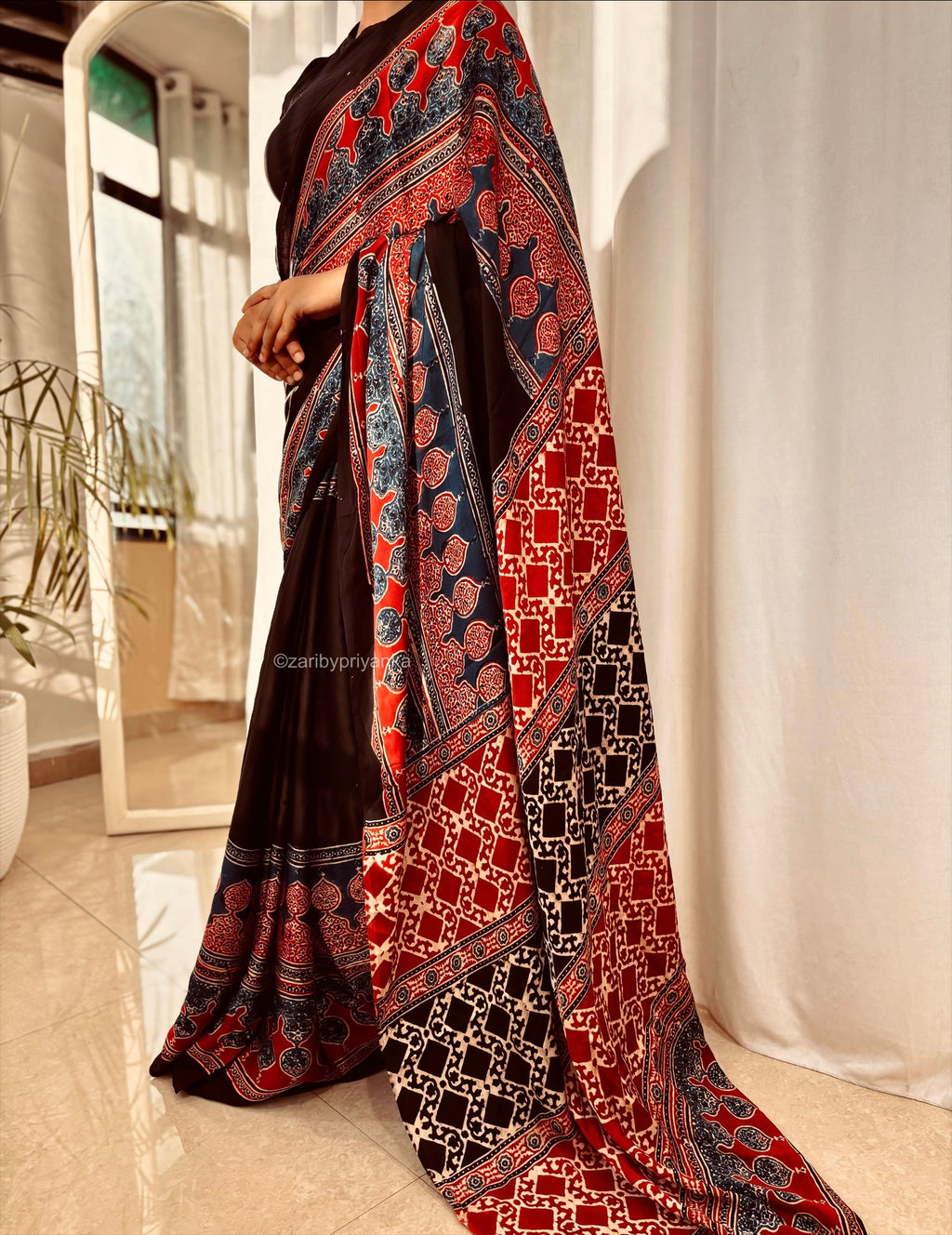 Sindoor  - Pure Modal Ajrakh saree