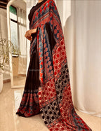 Sindoor  - Pure Modal Ajrakh saree