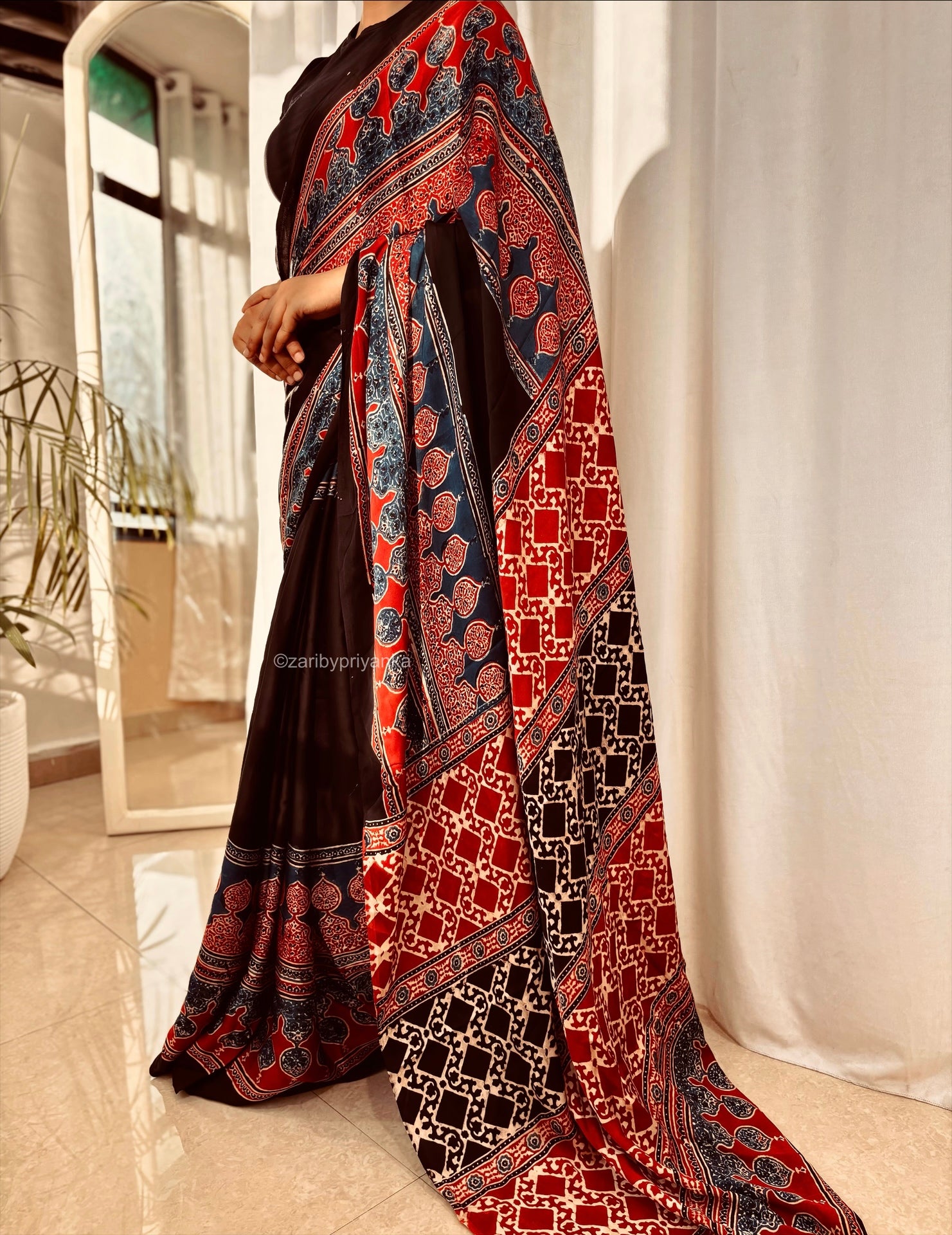 Sindoor  - Pure Modal Ajrakh saree