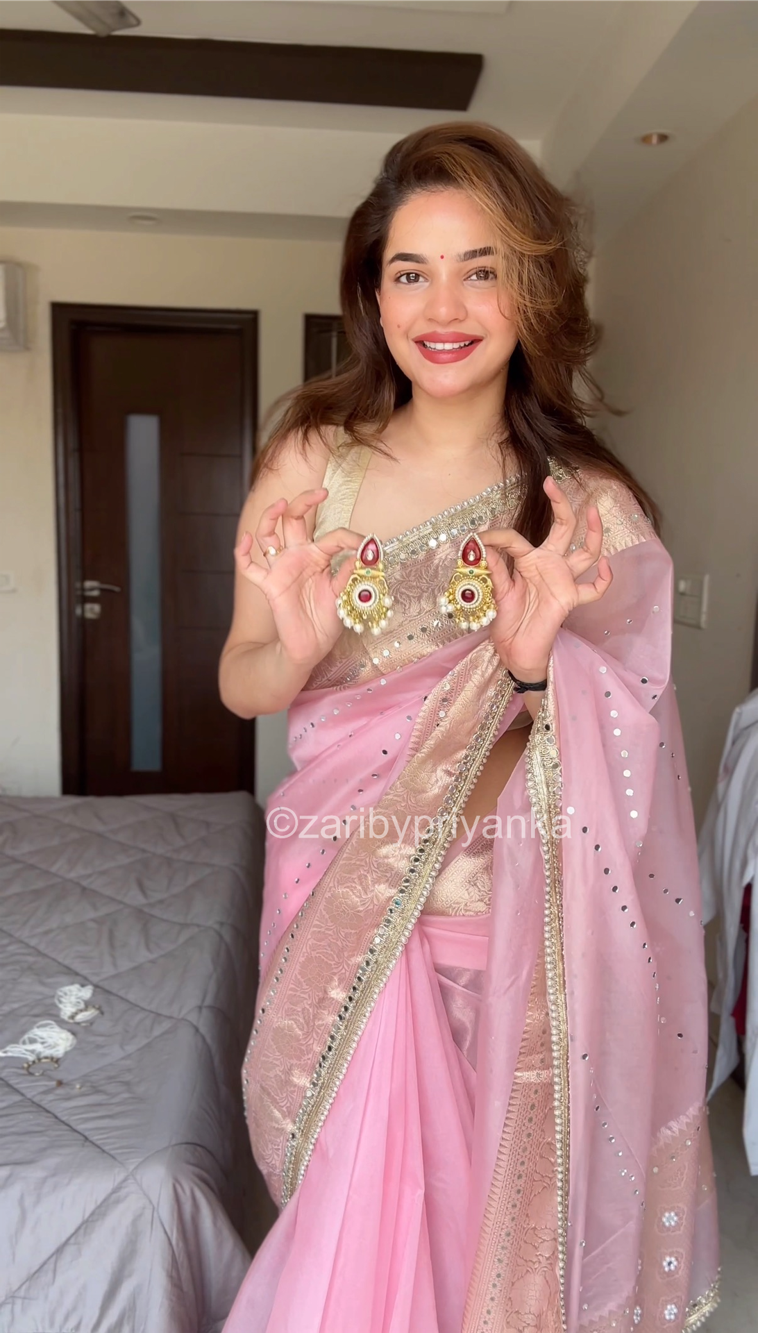 Neha 3 - Soft Tissue Saree with Mirror work