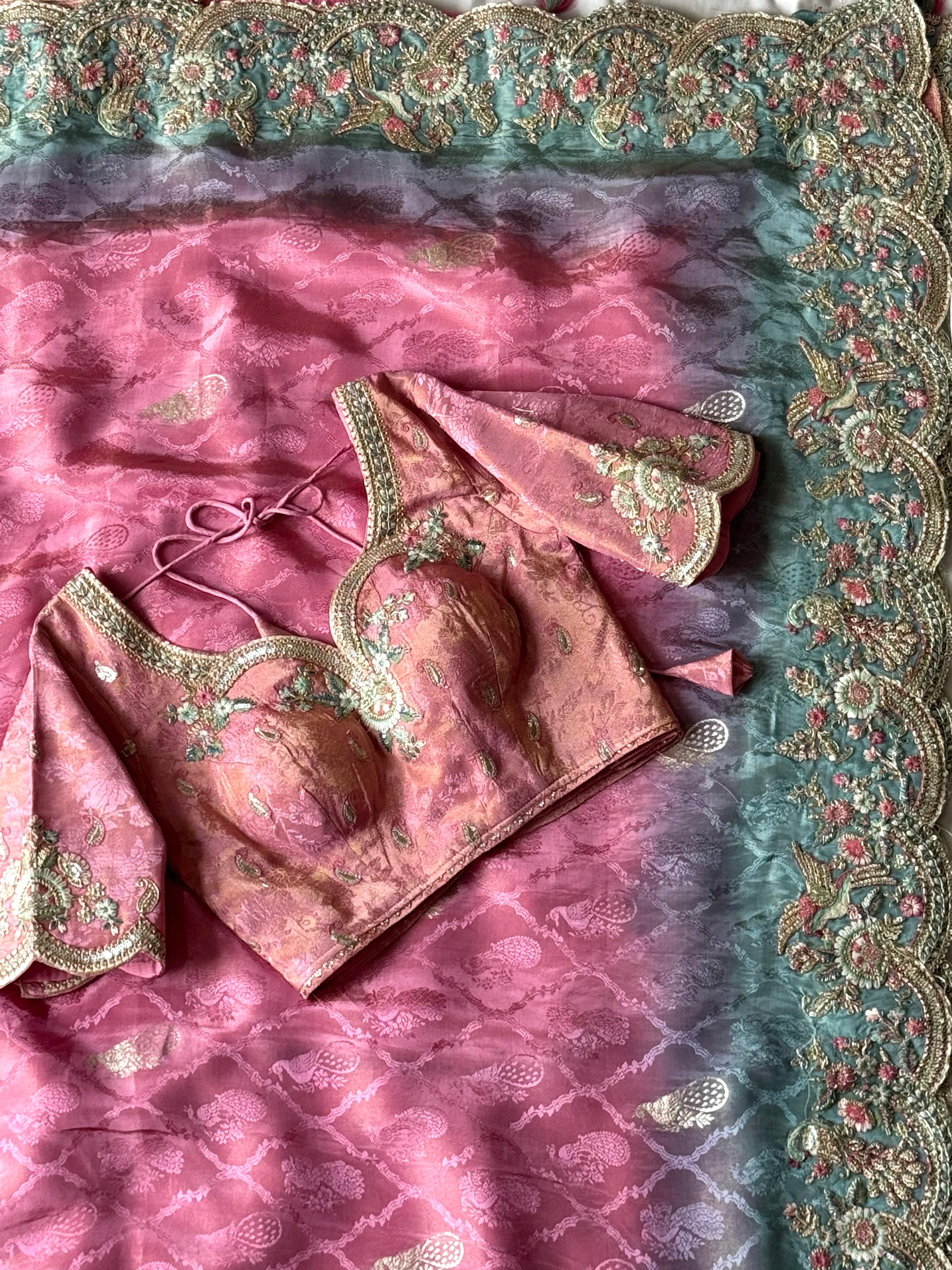 Rishma - Designer Cocktail Handwork Saree