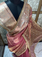 Akansha - Glass Tissue Silk Saree with Handwork