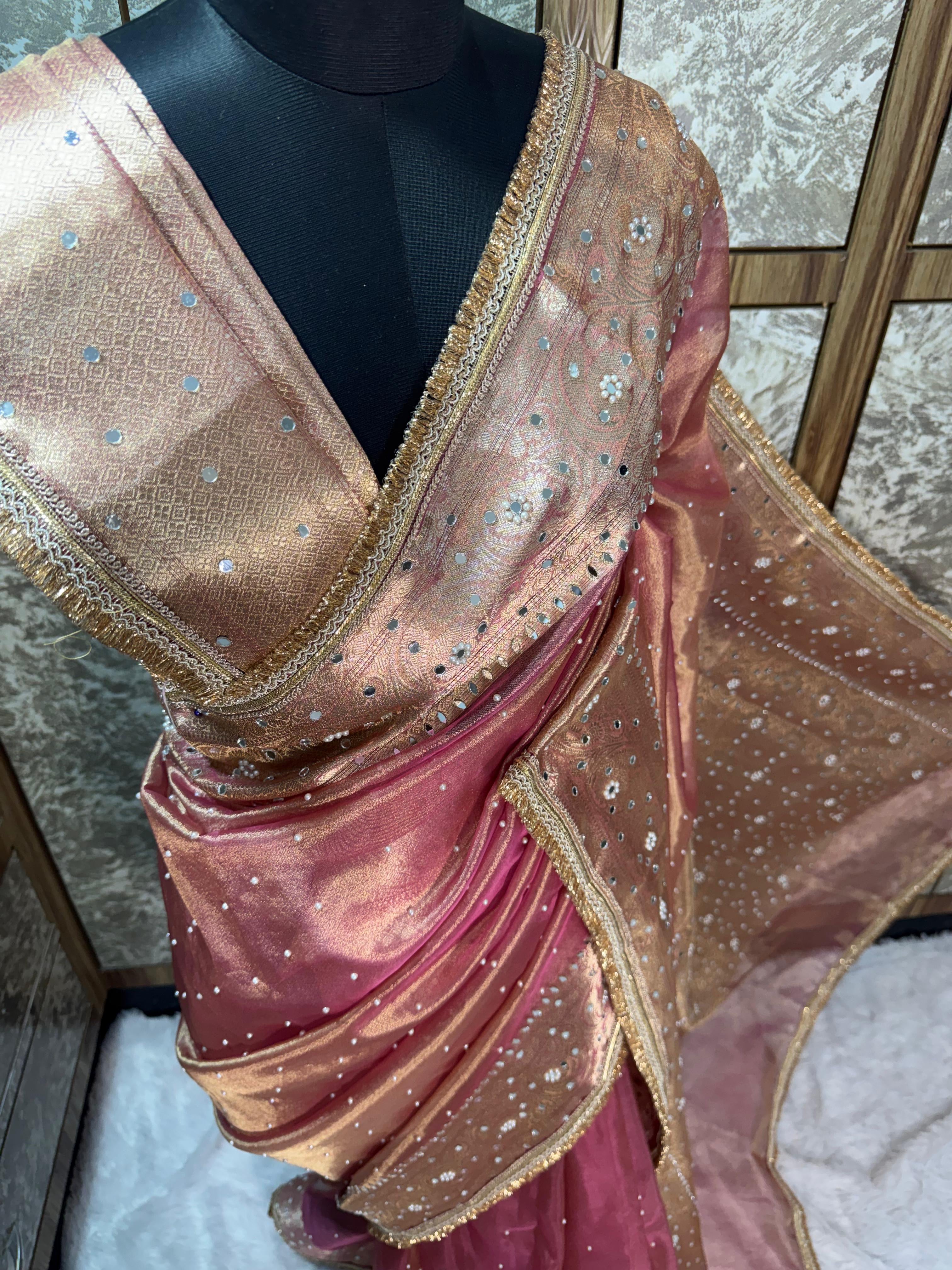Akansha - Glass Tissue Silk Saree with Handwork
