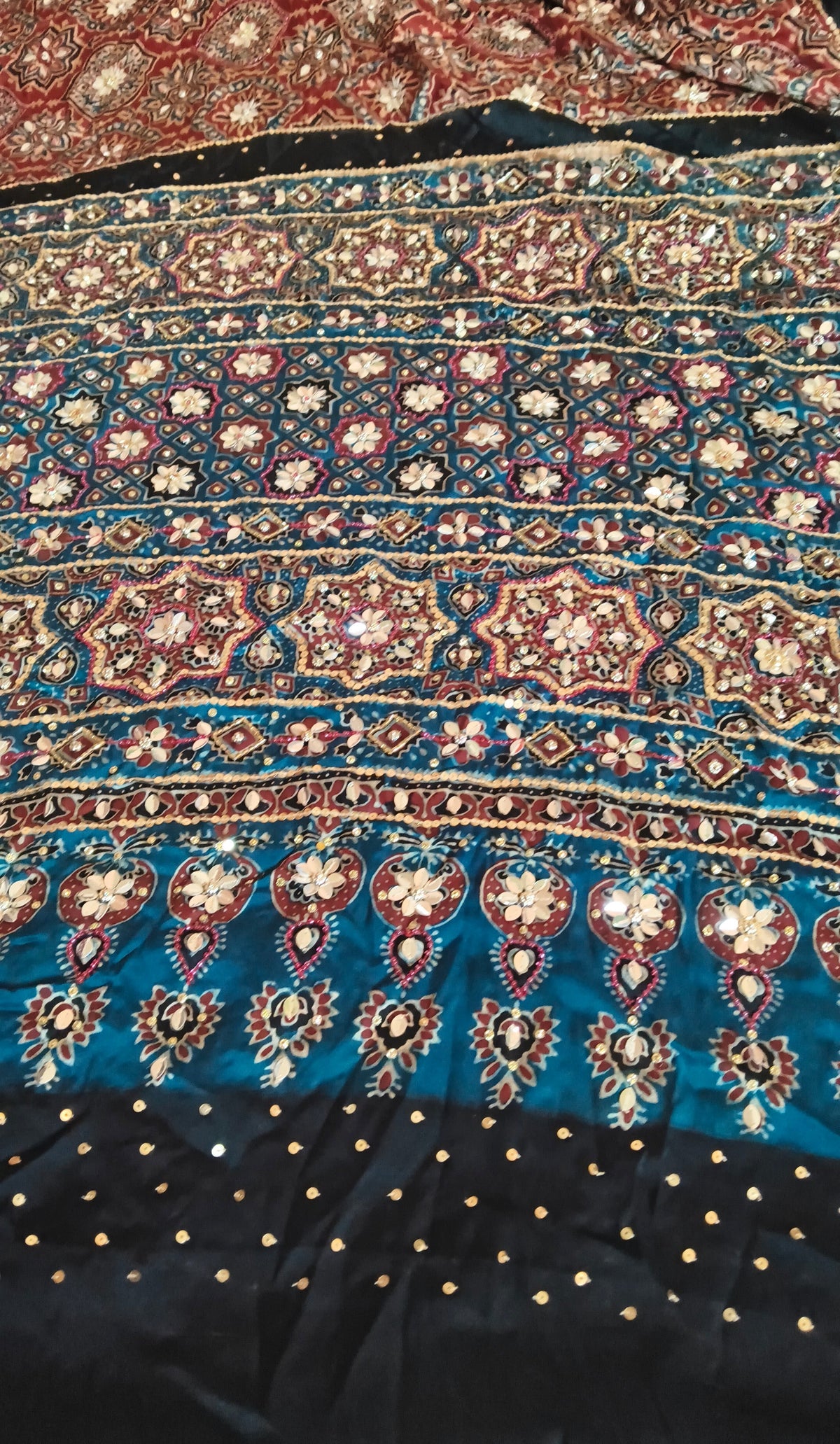 Amarta | Handcrafted Ajrakh Couture Saree with heavy handwork