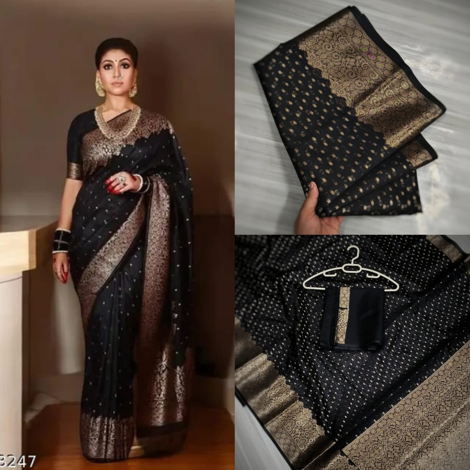 Rasha - Banarasi handloom Silk Saree with Antique Gold Zari Border