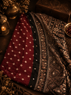 Kalki | Handcrafted Ajrakh Bandhej Couture Saree [Dispatch from September 15th]