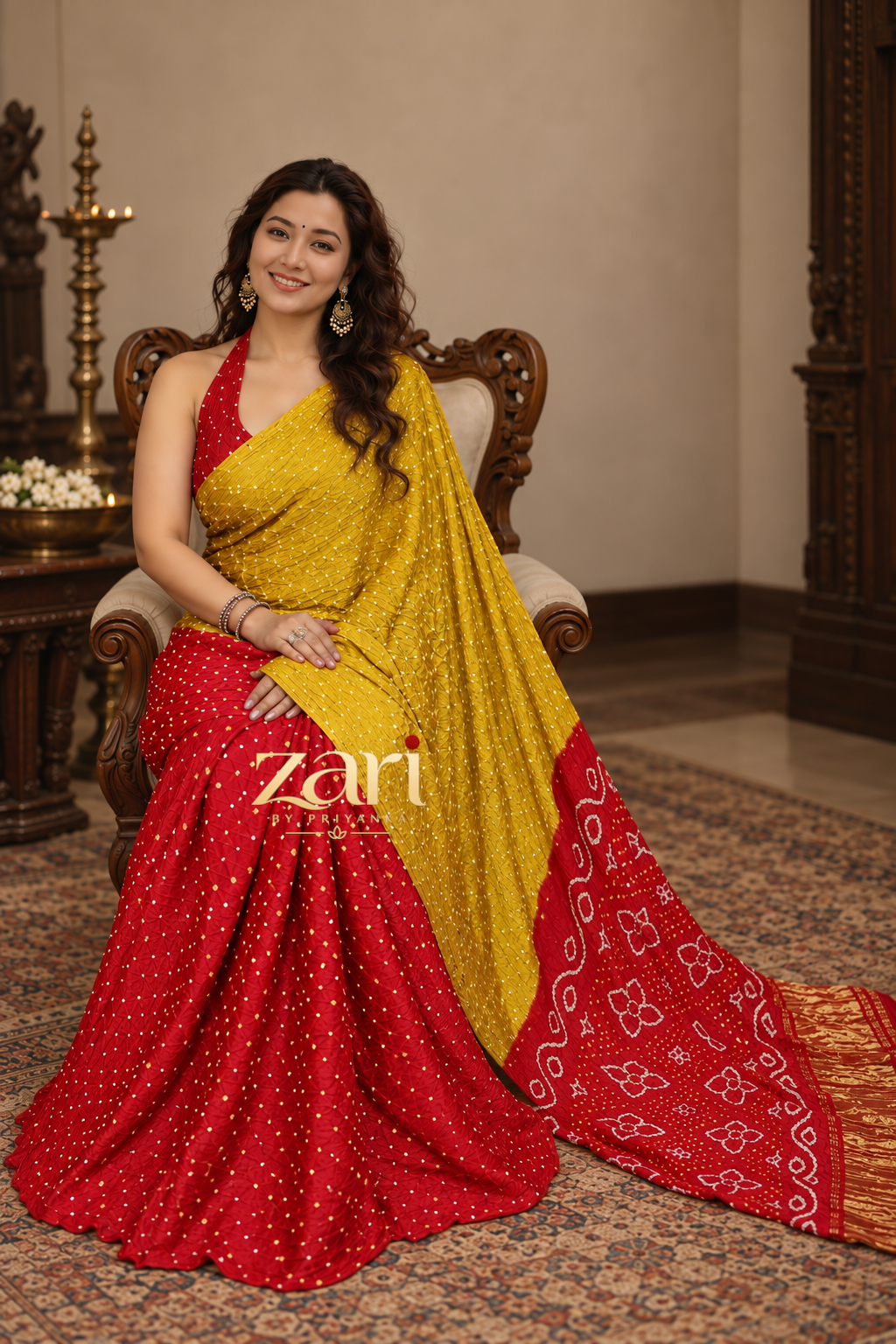 Tash - Pure Modal Bandhej Saree with Tissue Pallu