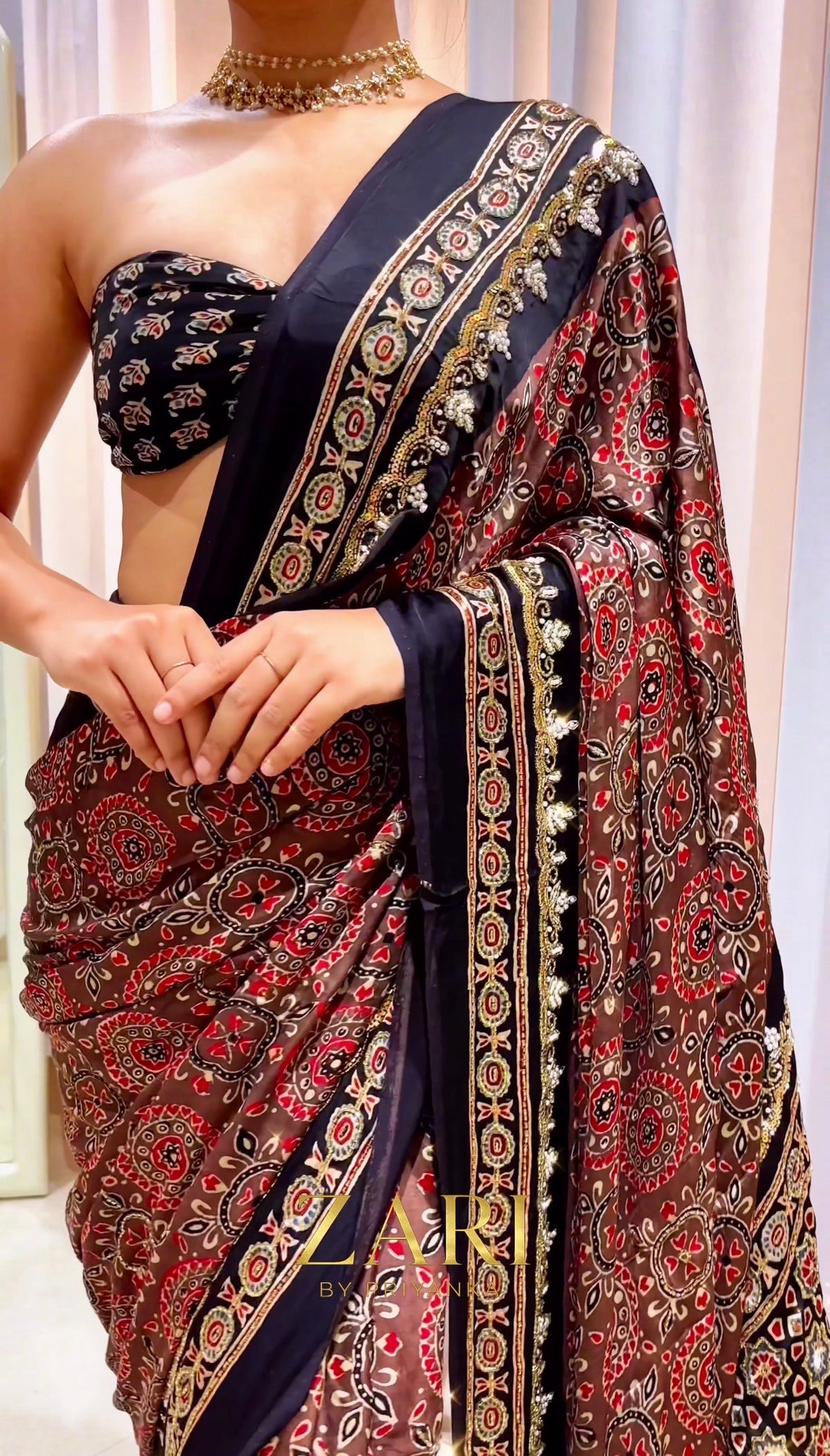 Tilak | Handcrafted Ajrakh Couture Saree