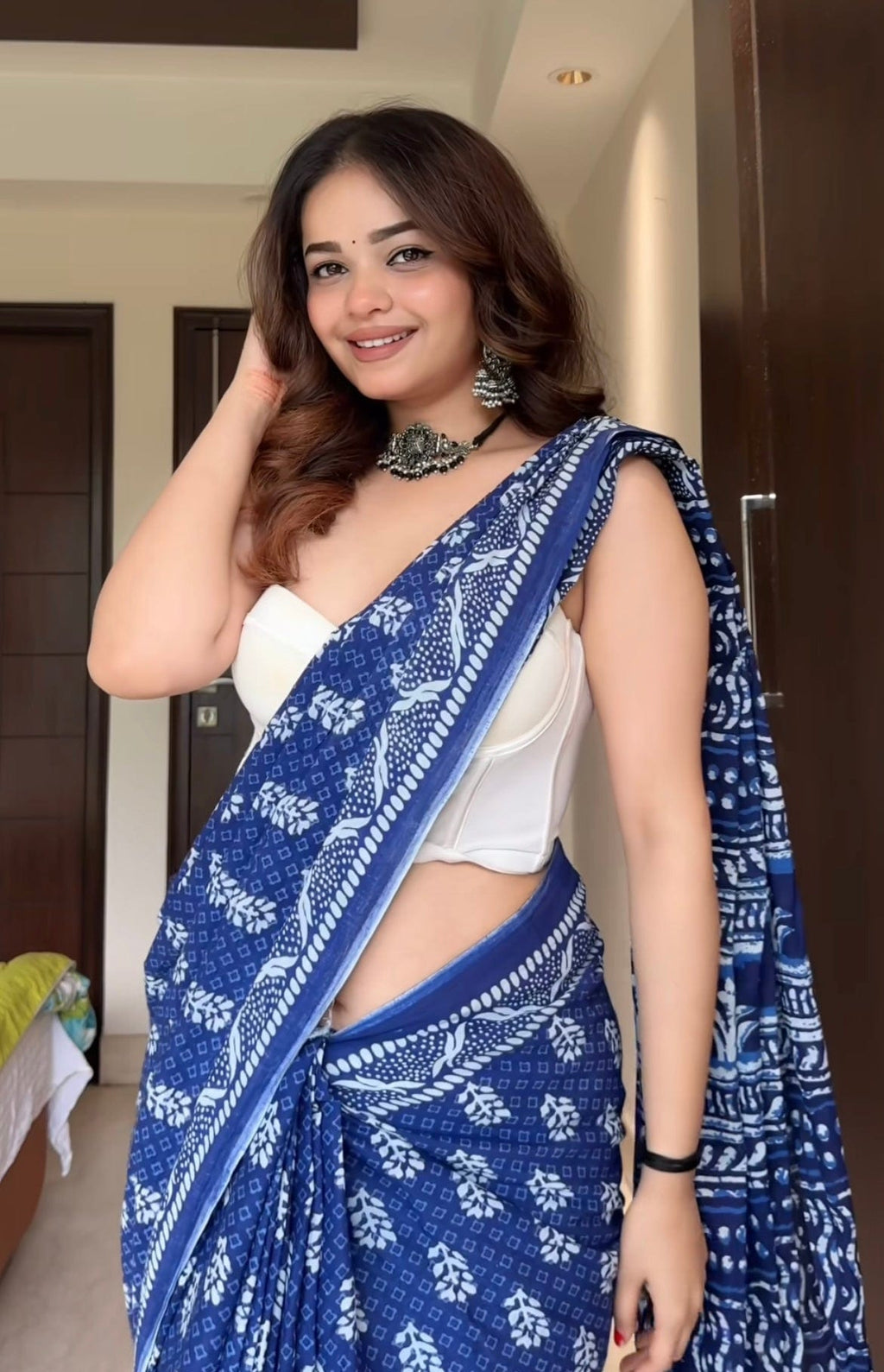 Kajal - Jaipuri Printed Cotton Mulmul Saree