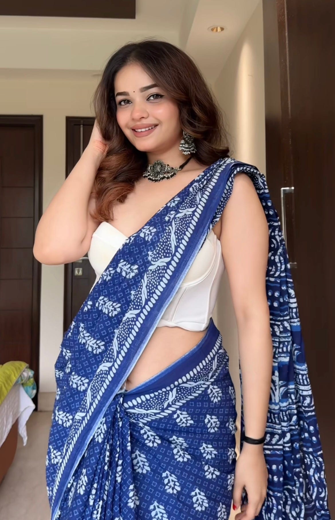 Kajal - Jaipuri Printed Cotton Mulmul Saree