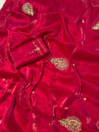 Neha 1 - Hot Pink Hand-Embellished Tissue Crepe Silk Saree