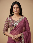 Sharvari - Designer Georgette Saree with Mirror work