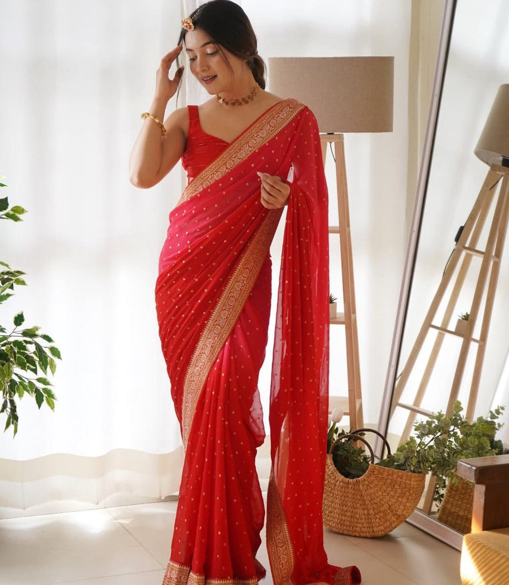 Arti - Dual Tone Georgette Saree with Golden Zari Border