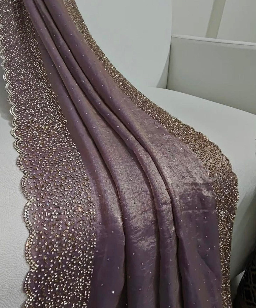 Kalki - Chiffon Saree adorned with delicate Jarkan work.