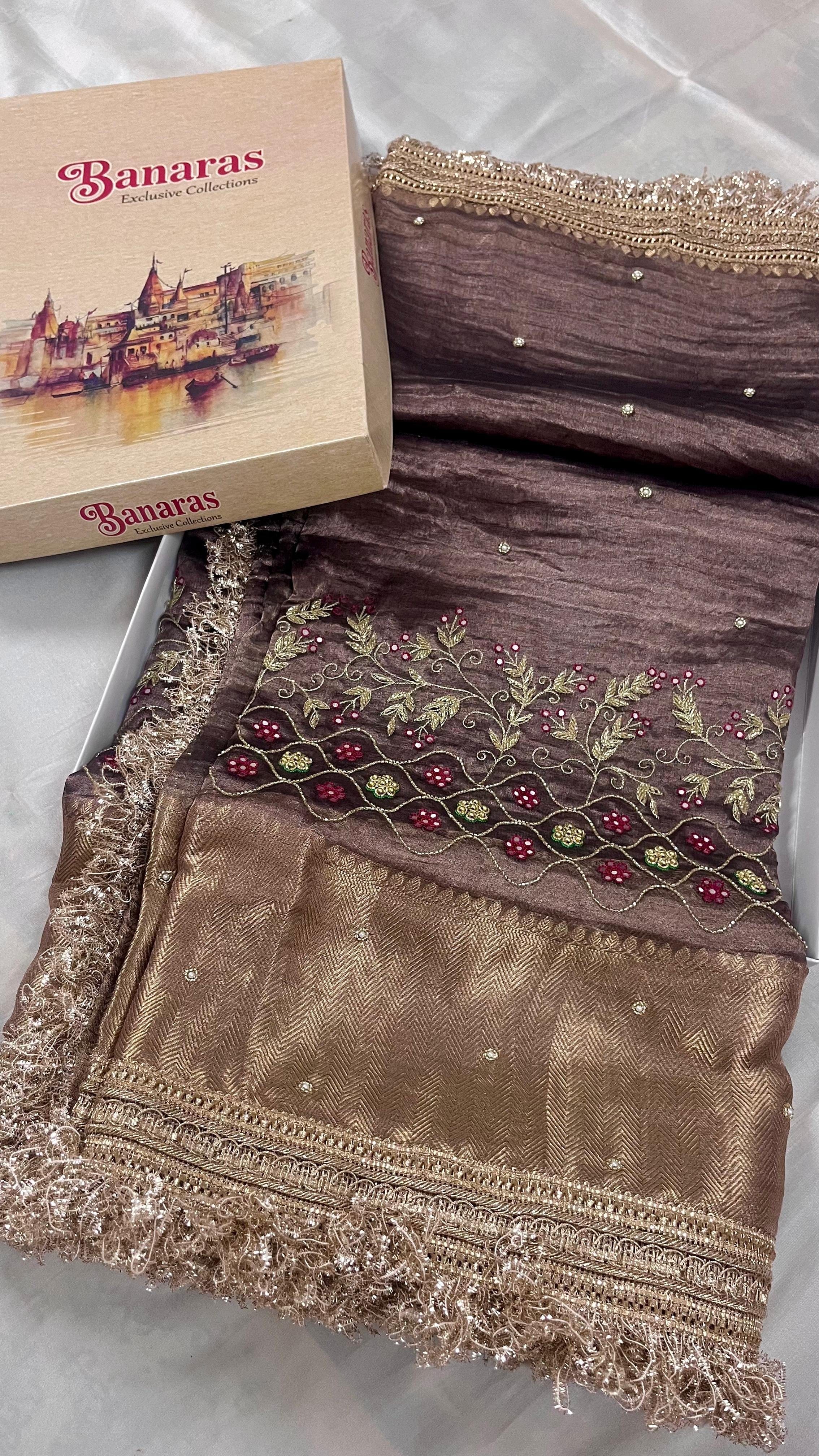 Nimrit - Banarasi Pure Tissue Silk Maharani Hand Zardosi Saree