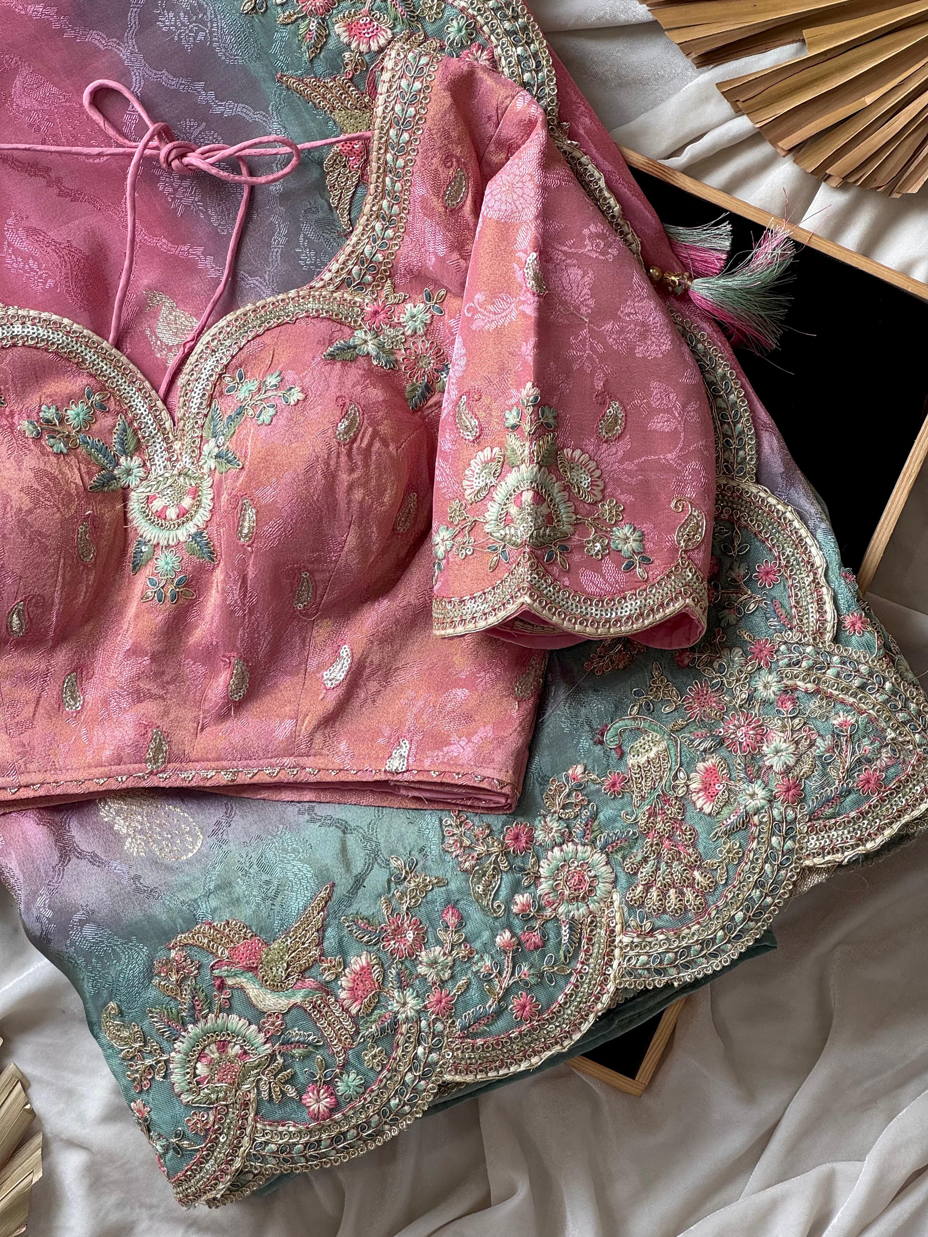 Rishma - Designer Cocktail Handwork Saree